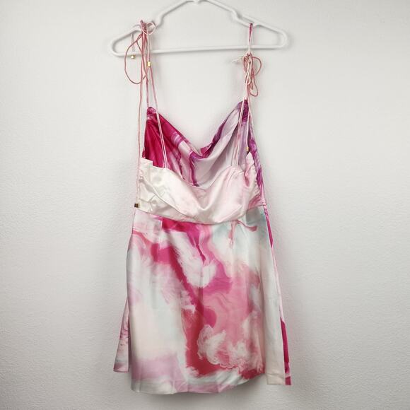 Retrofete Ariella Dress in Marble Pink Silk Size Medium Mini Sleeveless NWT - Picture 6 of 11